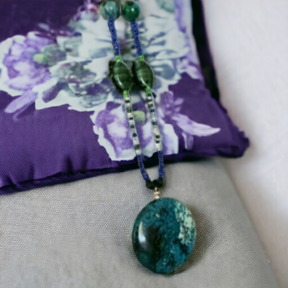 Genuine Turquoise Hand Crafted Beaded Necklace - Picture 3 of 6